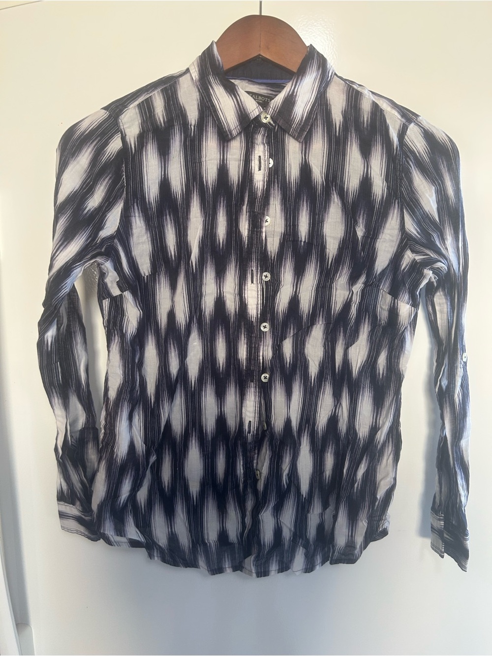 TALBOTS Petites Women’s 100% Cotton Lightweight Pattern Long-Sleeve Shirt SZ SP